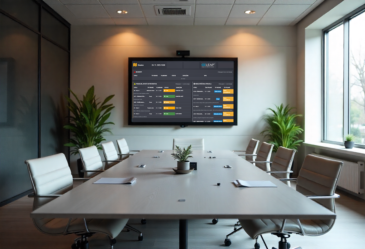 Prikazovalnik s podatki v pisarni